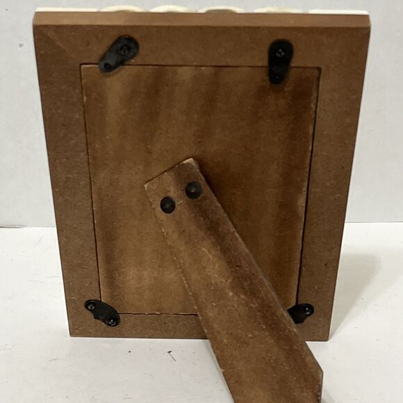 Beautiful Ihi Picture Frame White Tile And Wood Boho Chic 4x6 Minimalist - Picture 4 of 5